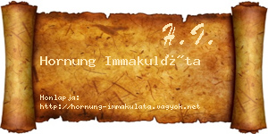 Hornung Immakuláta névjegykártya